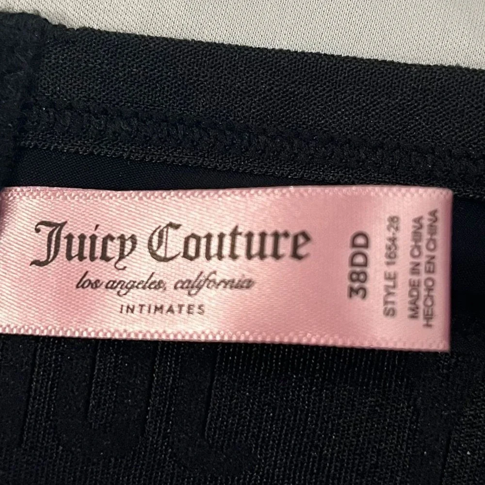 Juicy‎ Couture Black Bra 38DD Intimates Lingerie Adjustable Straps